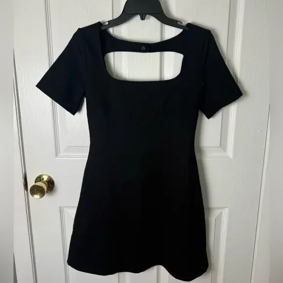 princess polly baby blue dress Saige Black Square Neckline Bell Sleeve Mini Dress